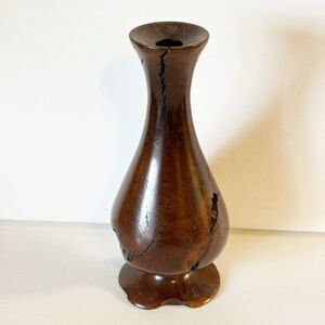 Vtg Modernist MCM Turned Burl Wood Art Vase Bud Vase Live Edge Rustic Lodge